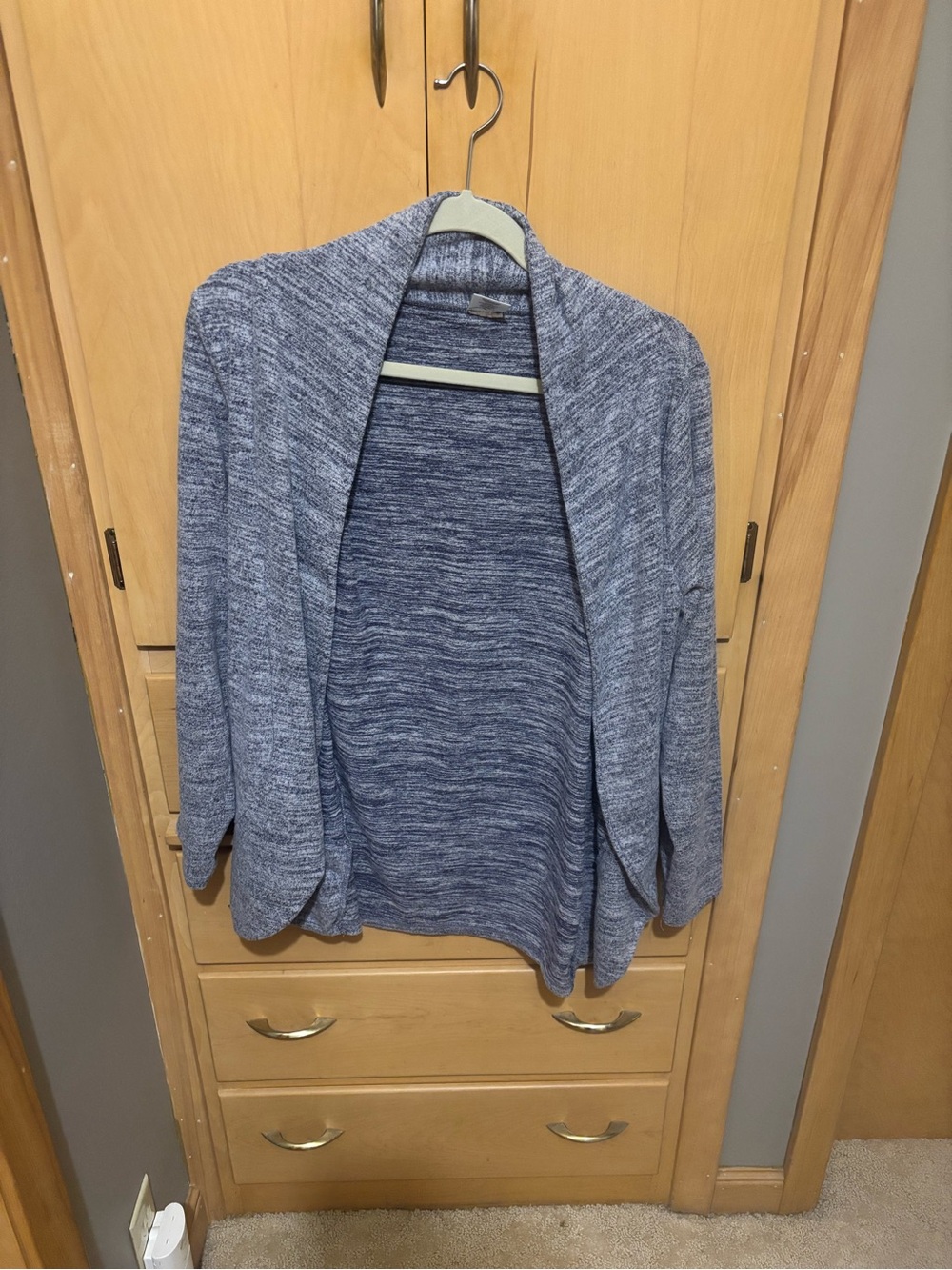 Hello Mello Cozy Open-Front Blue Marled Cardigan Sweater